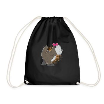 Petite amie loutre de mer amour couple idée cadeau - Sac de sport léger - noir - Devant