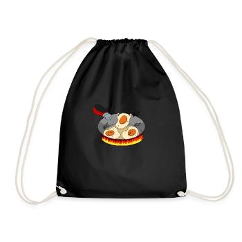 Fried eggs in the pan HELP! - Drawstring Bag - black - Front