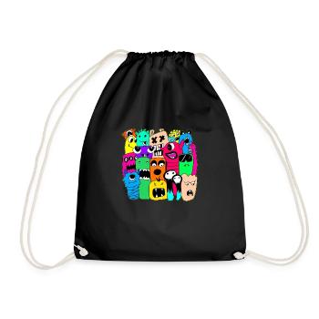 MONSTER DOODLE - Drawstring Bag - black - Front