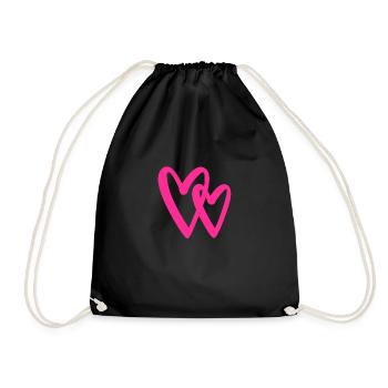 Simple Love Hearts Pink - Valentine's Romantic - Drawstring Bag - black - Front