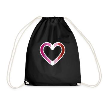 LGBT Herz Lesbisch Lesben Flagge Fahne Pink Lila - Turnbeutel - Schwarz - Vorne