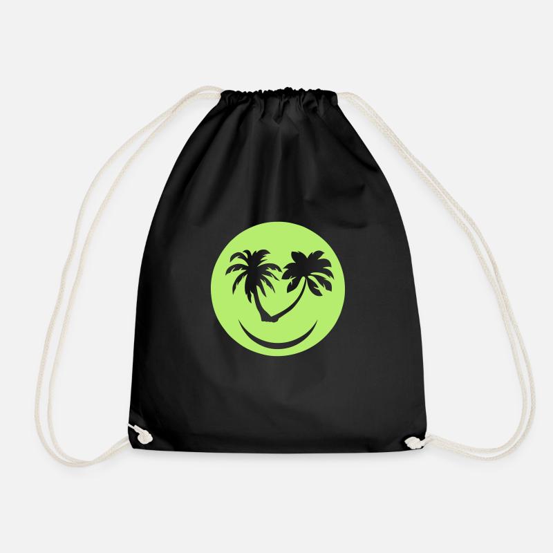 palm smiley smile smile - Drawstring Bag - black