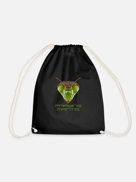 Mantis praying mantis polygon kids gift - Drawstring Bag - black