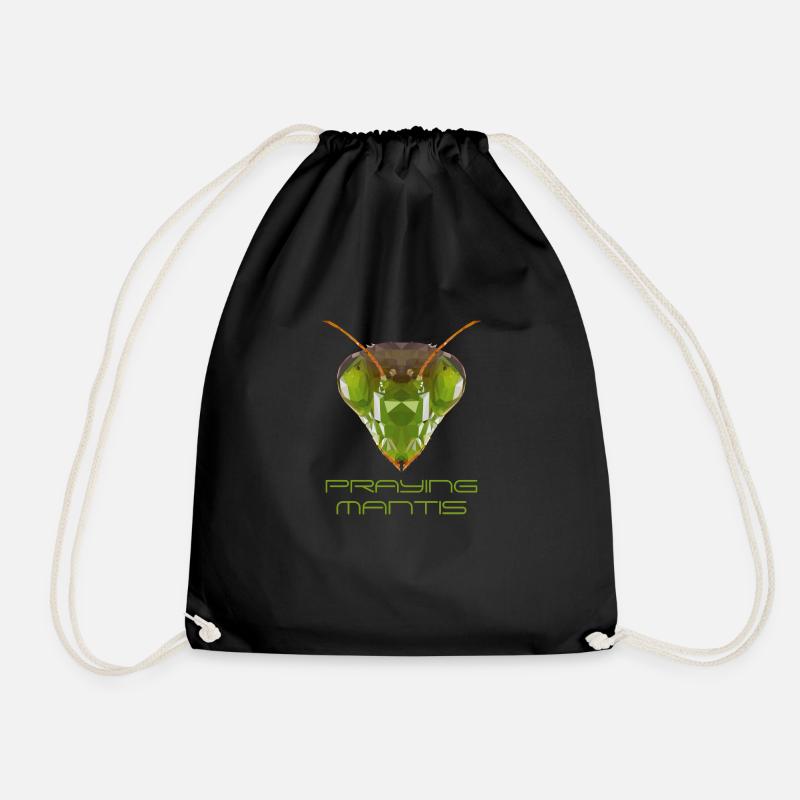 Mantis praying mantis polygon kids gift - Drawstring Bag - black