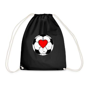 Football amour coeur rouge passion - Sac de sport léger - noir - Devant