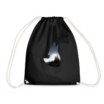 Wolf silhouette - Drawstring Bag - black - Front
