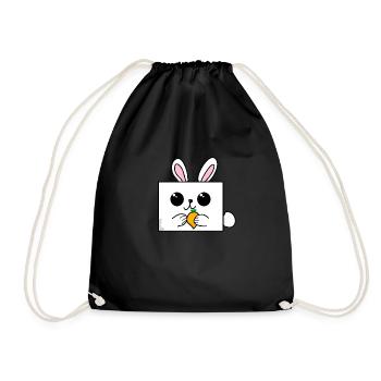 Hase Häschen Osterhase Möhre - Turnbeutel - Schwarz - Vorne