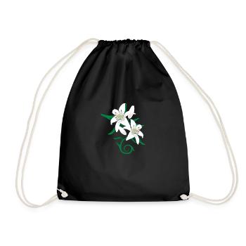 Lily flower tattoo gift idea - Drawstring Bag - black - Front