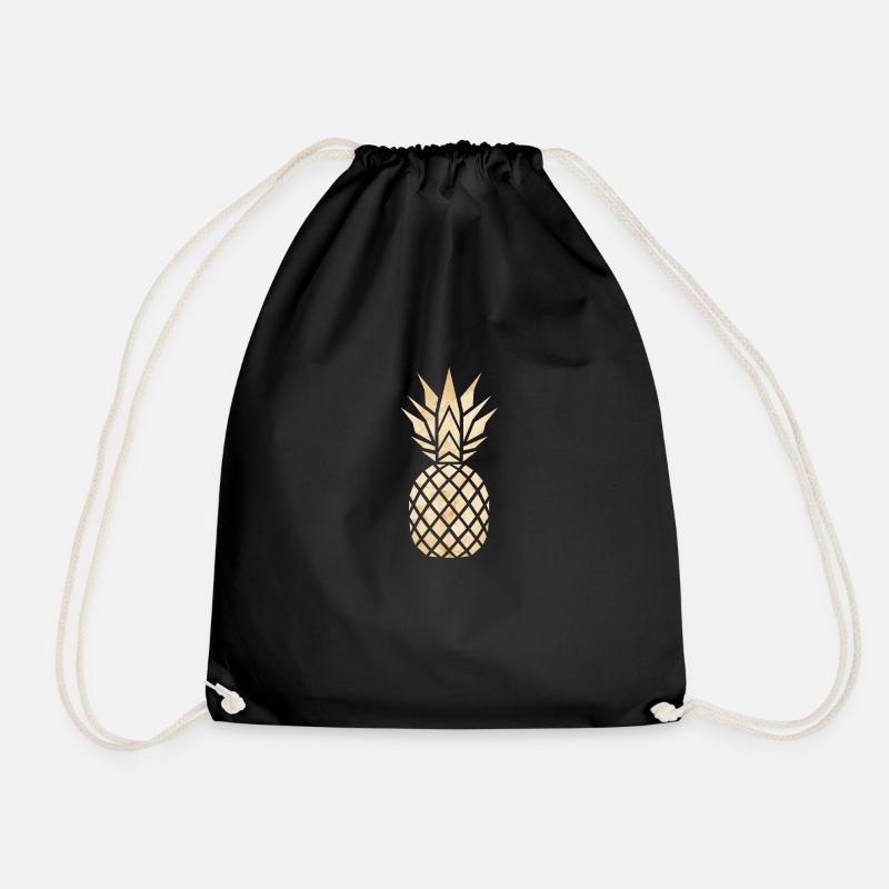 Pineapple golden marble - Drawstring Bag - black
