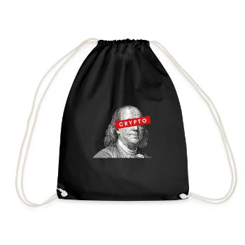 Crypto Benjamin Franklin cryptocurrency Blockchain - Drawstring Bag - black - Front