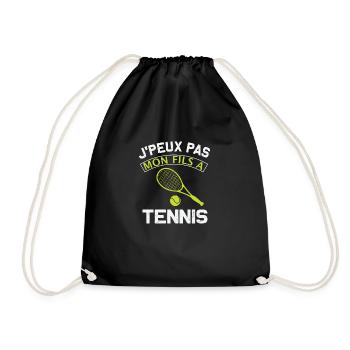 Je peux pas mon fils a tennis - Humour drôle - Sac de sport léger - noir - Devant