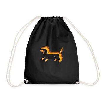 Happy Dachshund Retro Dachshund is looking forward to walking - Drawstring Bag - black - Front
