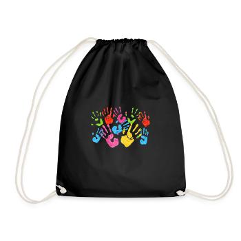 Children's handprint - Drawstring Bag - black - Front