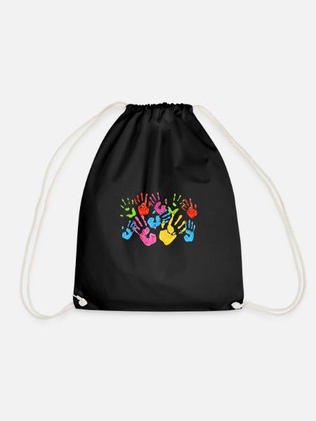 Kinderhandabdruck - Turnbeutel - Schwarz