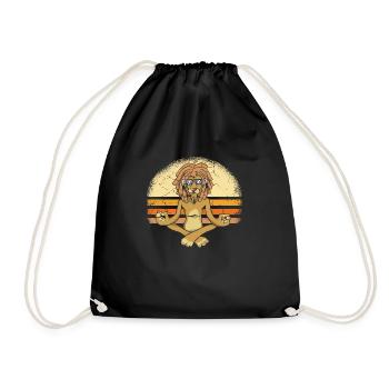 Lion cool avec des dreadlocks fait du yoga. - Sac de sport léger - noir - Devant
