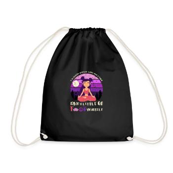 Mostly peace love and light meditation yoga - Drawstring Bag - black - Front