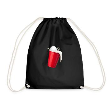 Beerbong Becher mit Beerpong Ball - Turnbeutel - Schwarz - Vorne
