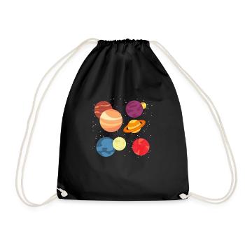 Planètes et étoiles - Sac de sport léger - noir - Devant