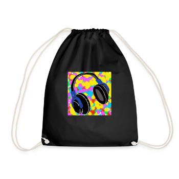 Kopfhörer Pop Color Tie Dye Hintergrund Funky - Turnbeutel - Schwarz - Vorne