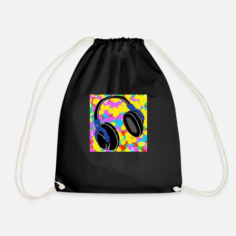 Kopfhörer Pop Color Tie Dye Hintergrund Funky - Turnbeutel - Schwarz