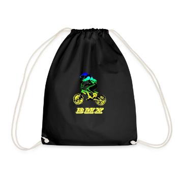 bmx mountain bike - Drawstring Bag - black - Front