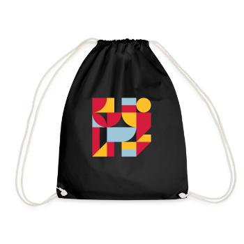 Colorful abstract geometric bauhaus background - Turnbeutel - Schwarz - Vorne