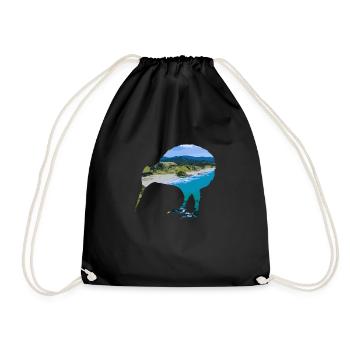 Double Exposure Animals Kiwi Bird Gift Idea - Drawstring Bag - black - Front