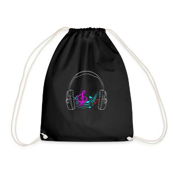 Headphone Musik notes - Turnbeutel - Schwarz - Vorne