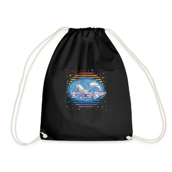 dolphins - Drawstring Bag - black - Front