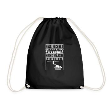 Lustiger Gamer Spruch über Rechner & Wäsche Design - Turnbeutel - Schwarz - Vorne