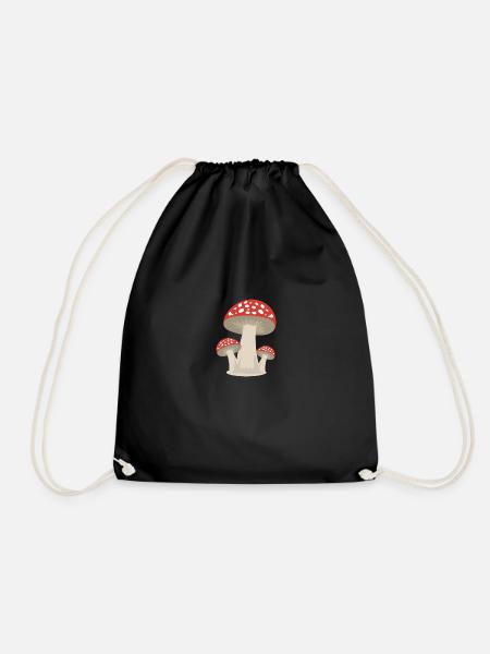Mushroom lucky guy forest gift idea - Drawstring Bag - black