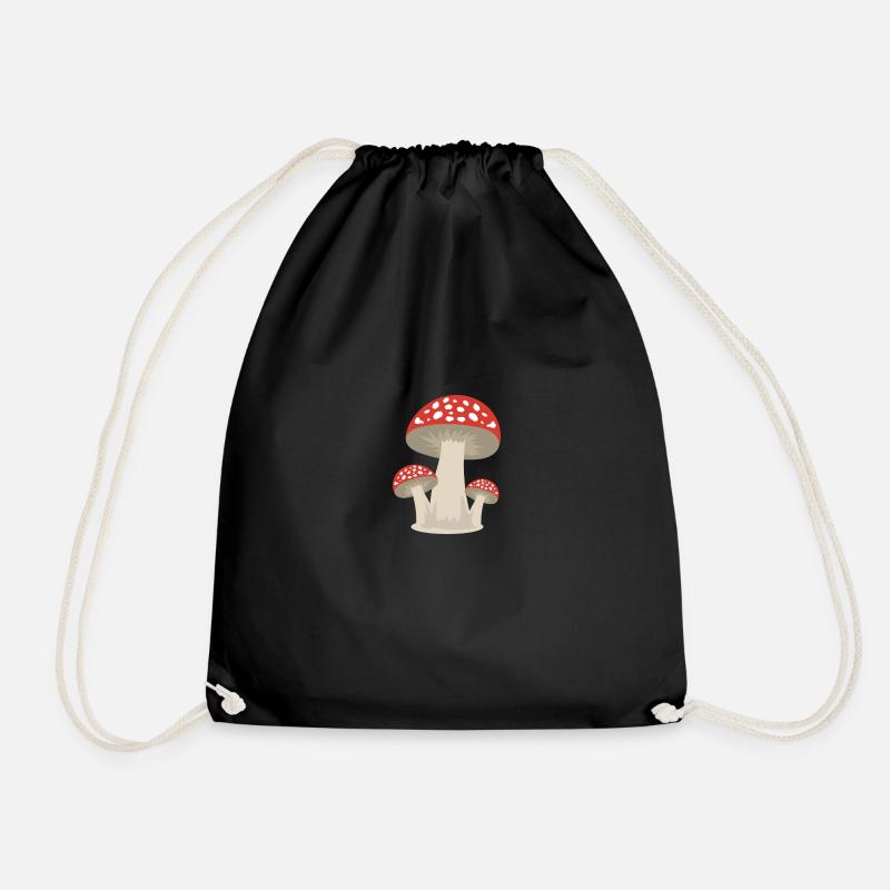 Mushroom lucky guy forest gift idea - Drawstring Bag - black