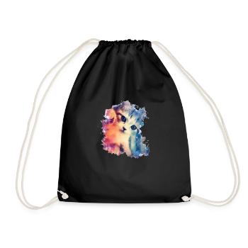 Baby cat t-shirt, baby cat t-shirts - Drawstring Bag - black - Front
