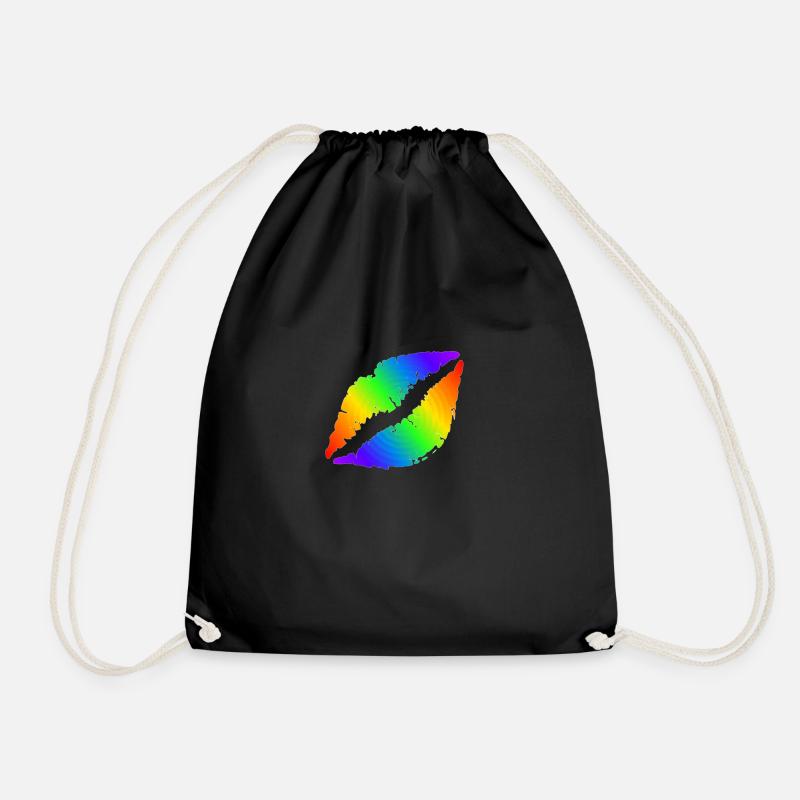 Rainbow Color Kiss - Drawstring Bag - black