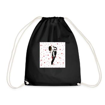 Great Spotted Woodpecker Bird Gift Women Men Children - Drawstring Bag - black - Front