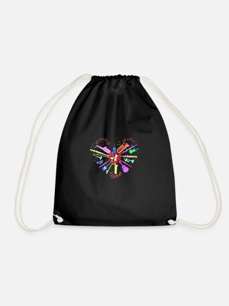 music heart - Drawstring Bag - black