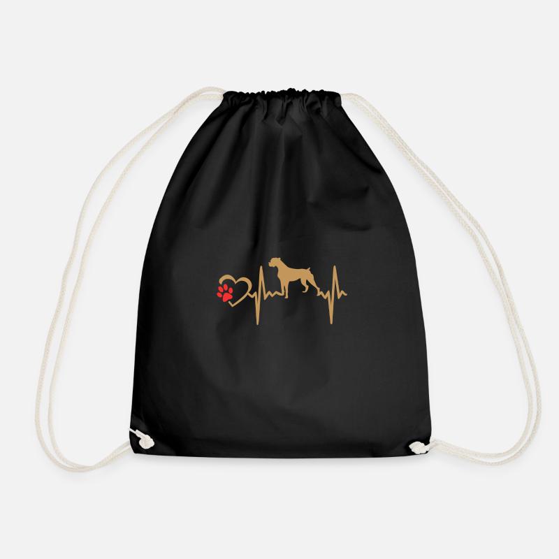 boxer dog heartbeat - Turnbeutel - Schwarz