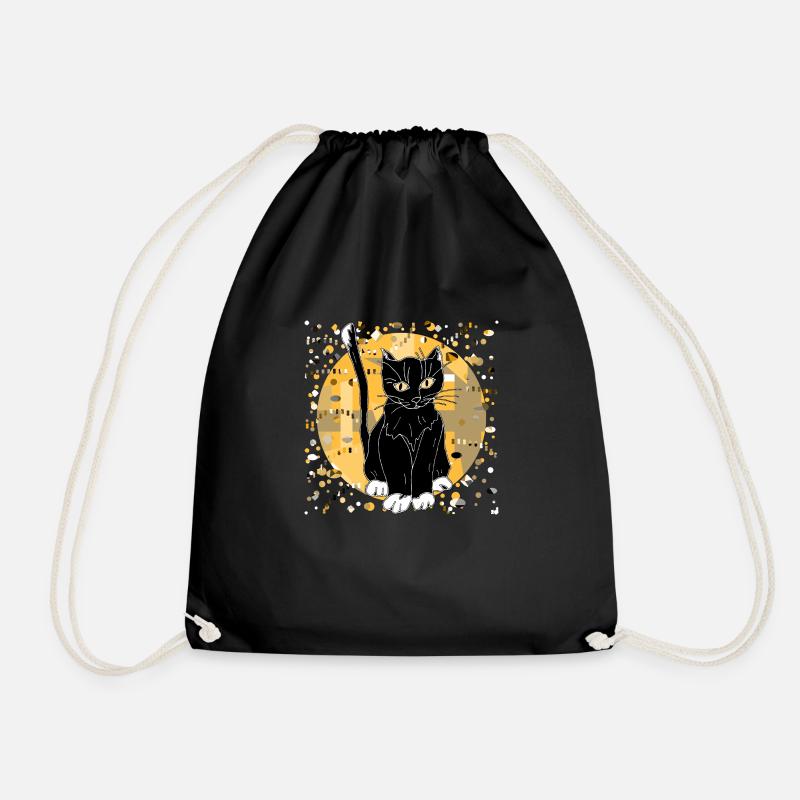 Cat - Drawstring Bag - black