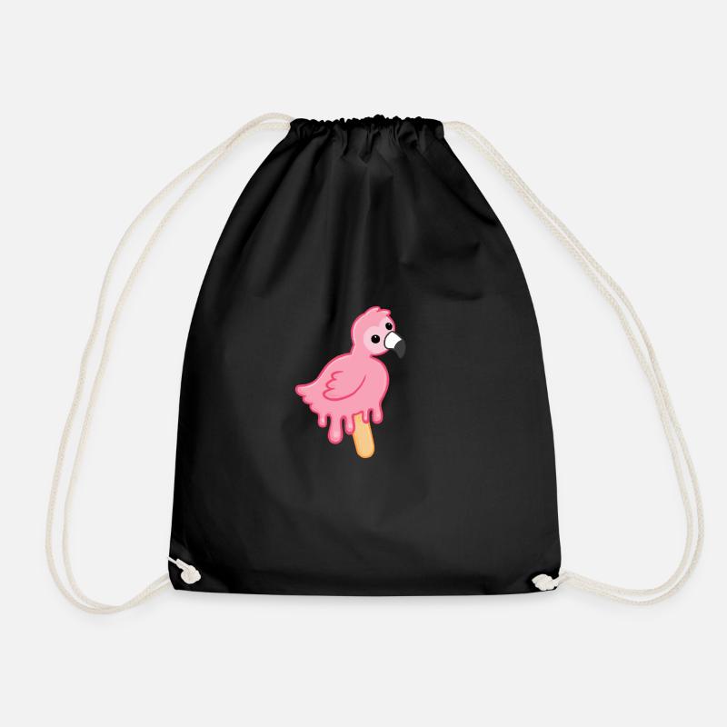 Flamingo Popsicle - Drawstring Bag - black