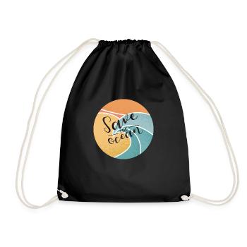 Save the ocean, Rettet den Ozean Umweltschutz - Turnbeutel - Schwarz - Vorne