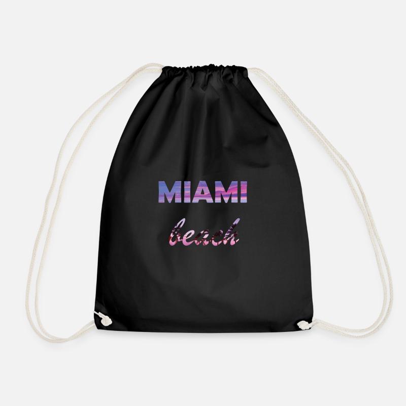 miami beach - Drawstring Bag - black