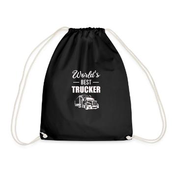 Truck Driver World's Best Trucker Gift Idea - Drawstring Bag - black - Front