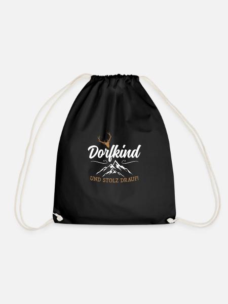 Dorfkind Berge Natur Heimat Geschenk - Turnbeutel - Schwarz