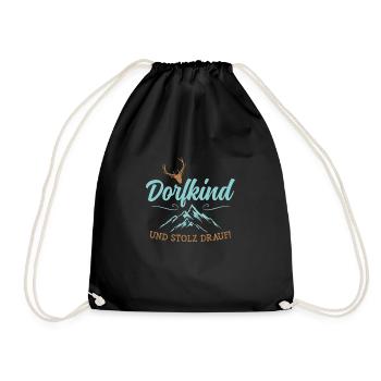 Dorfkind Berge Natur Heimat Geschenk - Turnbeutel - Schwarz - Vorne
