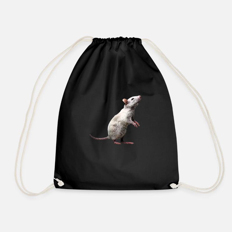 rat - Drawstring Bag - black