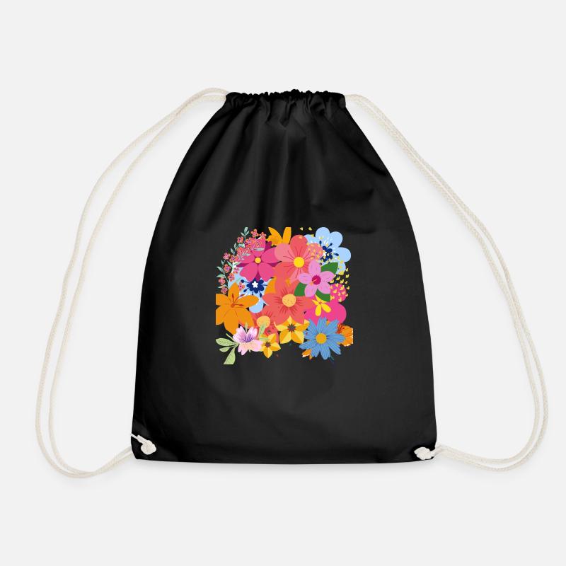 Spring flower bouquet - Drawstring Bag - black