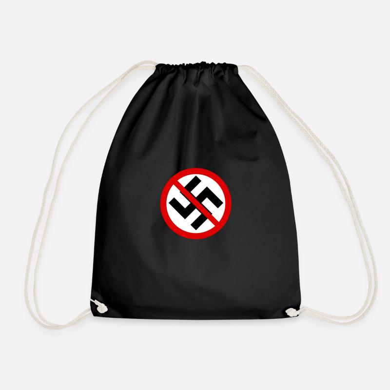 No Swastika Symbol - Drawstring Bag - black