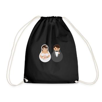 Russia Matryoshka dolls wedding gift - Drawstring Bag - black - Front