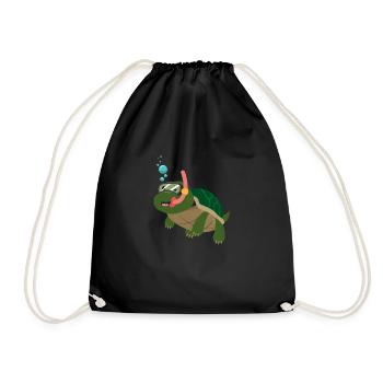 Schildkröte Schnorcheln Schwimmen Geschenkidee - Turnbeutel - Schwarz - Vorne