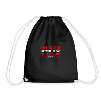 un geek ne vieillit pas il level up - Sac de sport léger - noir - Devant